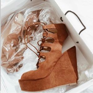 *SOLD *ALDO cognac wedges